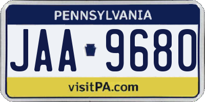 PA license plate JAA9680