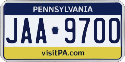 PA license plate JAA9700