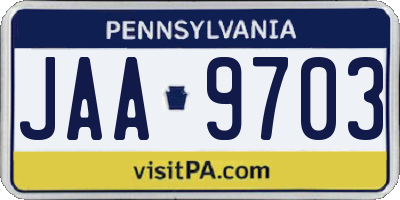 PA license plate JAA9703