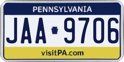 PA license plate JAA9706