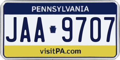 PA license plate JAA9707
