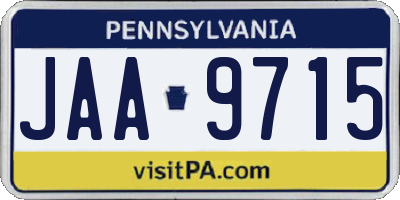 PA license plate JAA9715