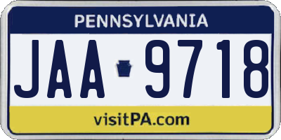 PA license plate JAA9718