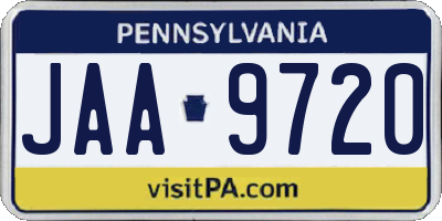 PA license plate JAA9720