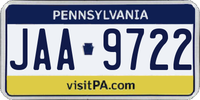 PA license plate JAA9722