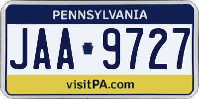 PA license plate JAA9727