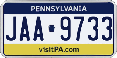 PA license plate JAA9733