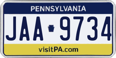 PA license plate JAA9734