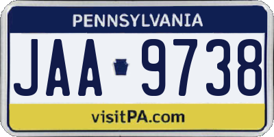 PA license plate JAA9738