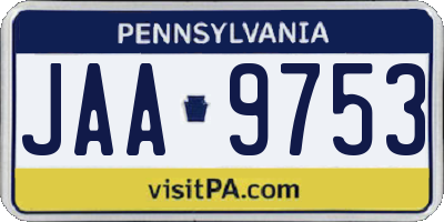 PA license plate JAA9753