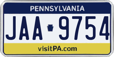 PA license plate JAA9754