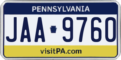 PA license plate JAA9760