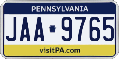 PA license plate JAA9765