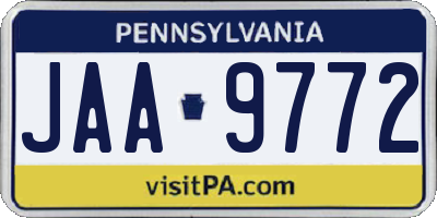 PA license plate JAA9772
