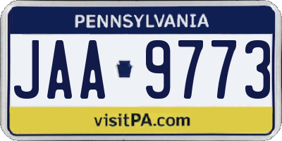 PA license plate JAA9773