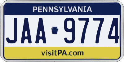 PA license plate JAA9774