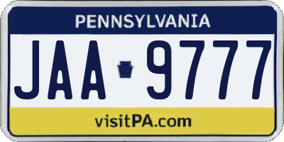 PA license plate JAA9777