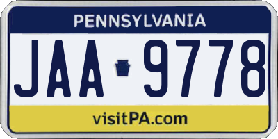 PA license plate JAA9778