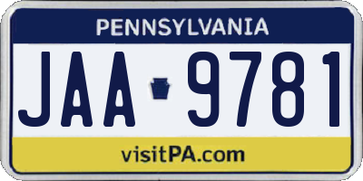PA license plate JAA9781