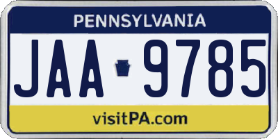 PA license plate JAA9785