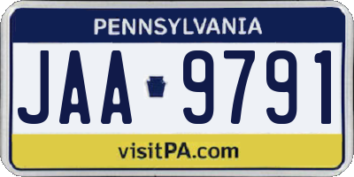 PA license plate JAA9791