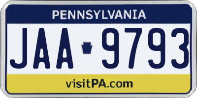 PA license plate JAA9793