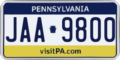 PA license plate JAA9800