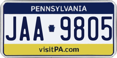 PA license plate JAA9805