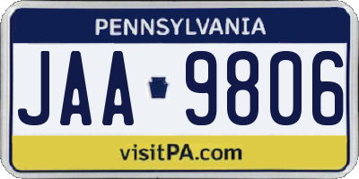 PA license plate JAA9806