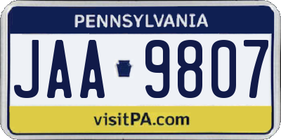 PA license plate JAA9807