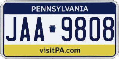 PA license plate JAA9808
