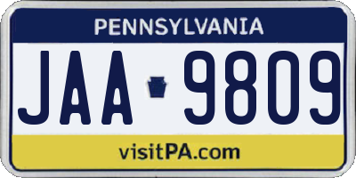 PA license plate JAA9809