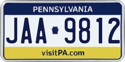 PA license plate JAA9812