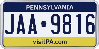 PA license plate JAA9816