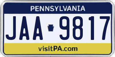 PA license plate JAA9817