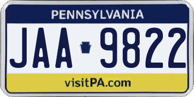 PA license plate JAA9822