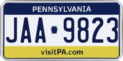 PA license plate JAA9823