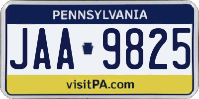 PA license plate JAA9825