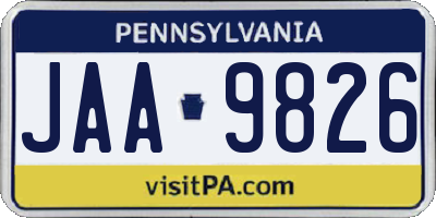 PA license plate JAA9826