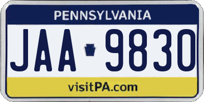 PA license plate JAA9830