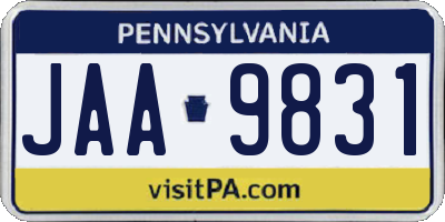 PA license plate JAA9831