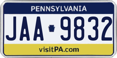 PA license plate JAA9832
