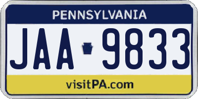 PA license plate JAA9833