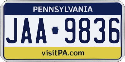 PA license plate JAA9836