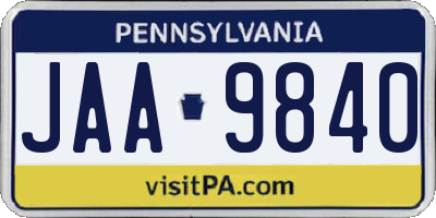 PA license plate JAA9840