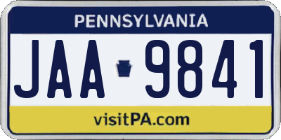 PA license plate JAA9841