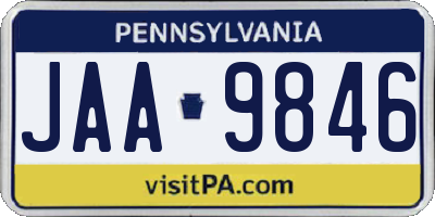 PA license plate JAA9846