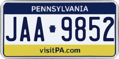 PA license plate JAA9852