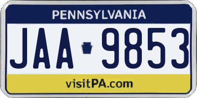 PA license plate JAA9853