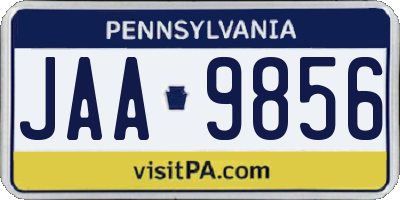 PA license plate JAA9856